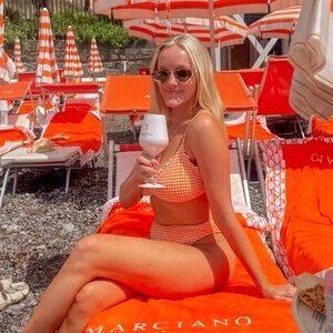 Abercrombie Gingham Orange & White Bikini Set